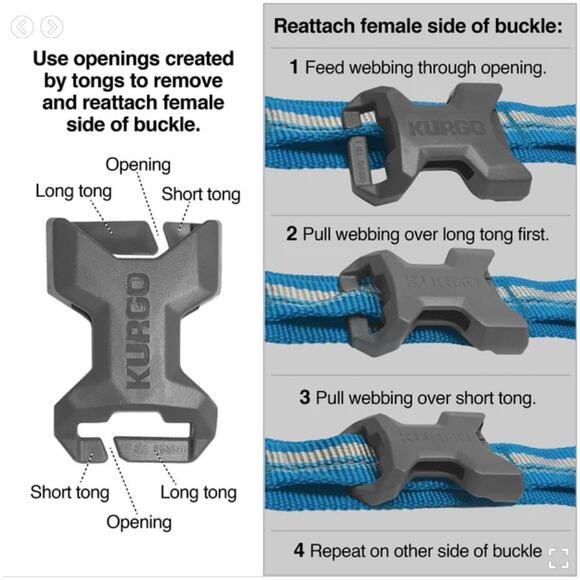 Kurgo Size L RSG Dog Collar Blue Reflective Secure Buckle Closure Comfort New - Picture 3 of 7